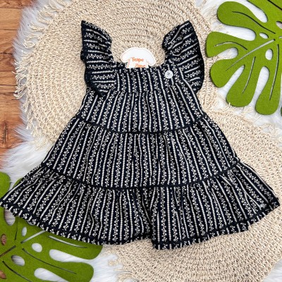 Vestido Mini Florzinhas - Preto e Areia